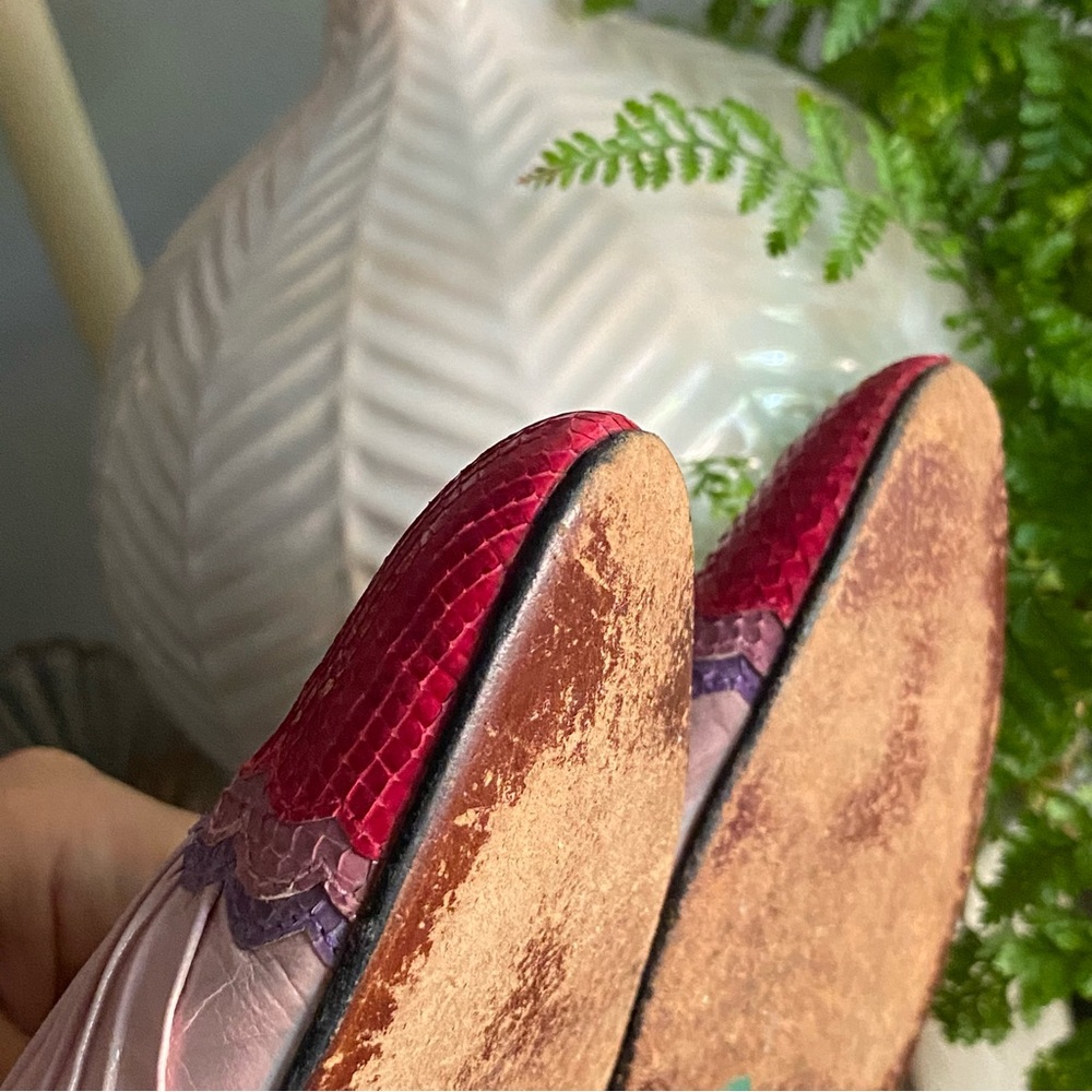 Rare Vintage Rosina Ferragamo Blush Raspberry Python Leather Designer Pumps 6.5N - Picture 15 of 16